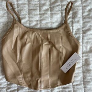Tan Leather Crop Top